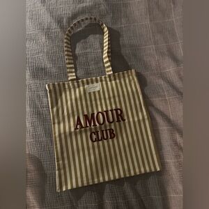 Sezane Striped Tote Bag in Tan and Red